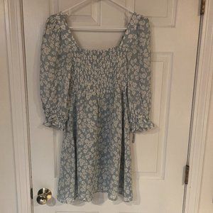 Light Blue White Floral Reformation Dress